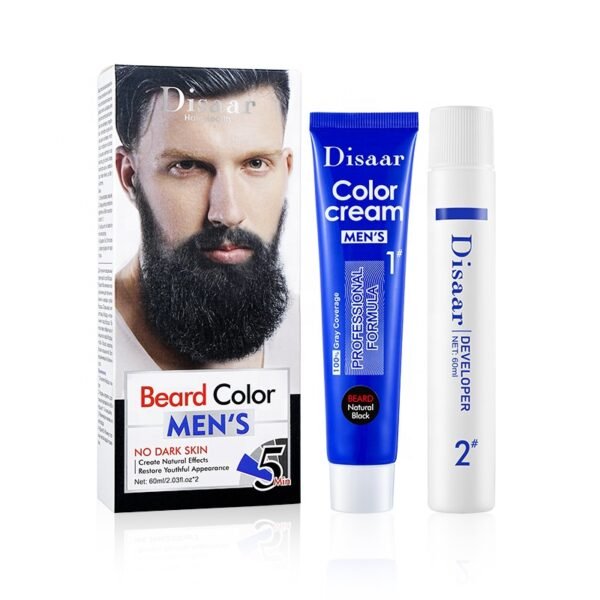 Disaar men cover gray hair beard color cream natural black beard developer beard hair dye cream