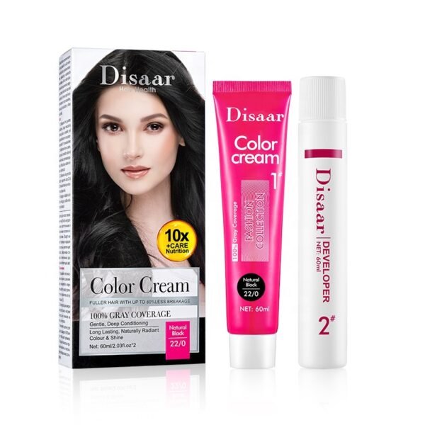 Disaar long lasting natural black hair color cream 100% cover black hair dye color cream
