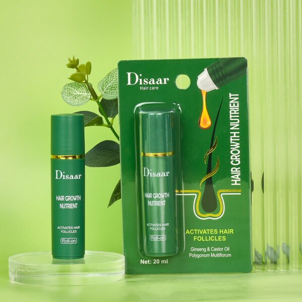 Disaar Ginseng Hair Growth Nutrient Roll-On Polygonum Multiflorum Extract Castor Hair Oil for Strengthens Root Black Thick Hair