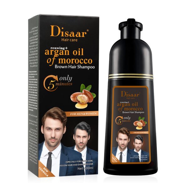 Disaar Fast Brown Hair Color Shampoo Organic Grey Hair Cover Argan Oil Shampoo Dye Shiny Hair Color