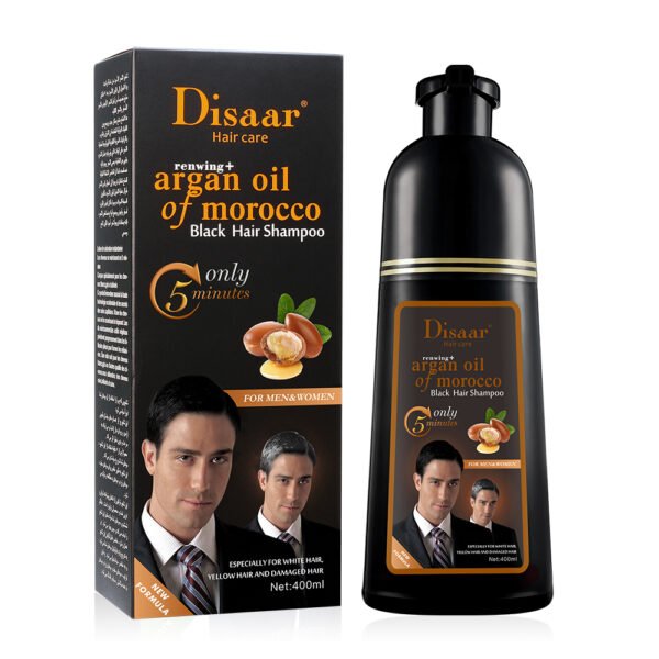 Disaar 400ml Black Hair Shampoo Natural Argan Oil Extract White Hair Remover Hair Care Color Shampoo Products