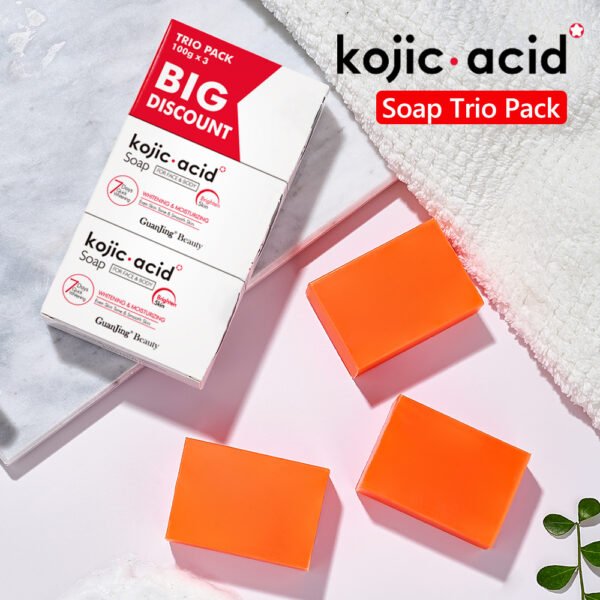 GUANJING Deep Cleansing Kojic Acid Soap Three-piece Soap Set Whitening Soap for The Skin