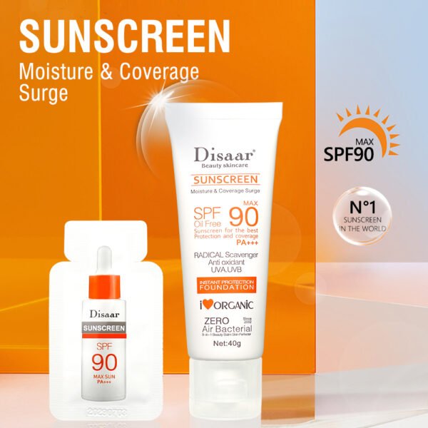 Disaar Sunscreen Moisture SPF90+ PA+ Skin UV Protection Oil Free Coverage Sunblock Cream - Image 2