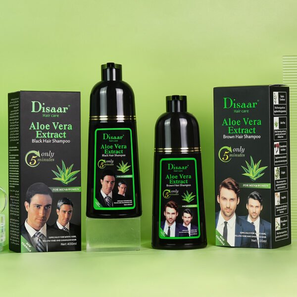 Disaar 5 Minutes Brown Hair Shampoo Aloe Vera Extract Natural Color Dye Shampoo Glossy Hair Care Products For Beauty Hair - Image 3