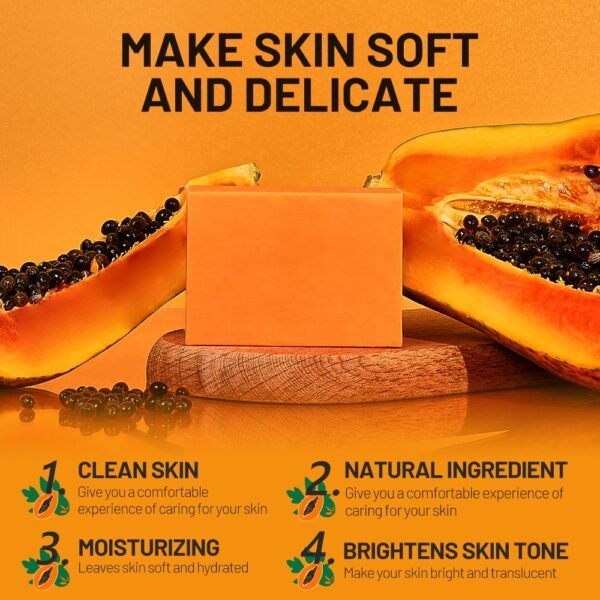 Disaar Papaya Storage Whitening Soap Moisturizing Deep Cleansing Excellent Quality Body Bath Soaps for Clear Complexion - Image 3