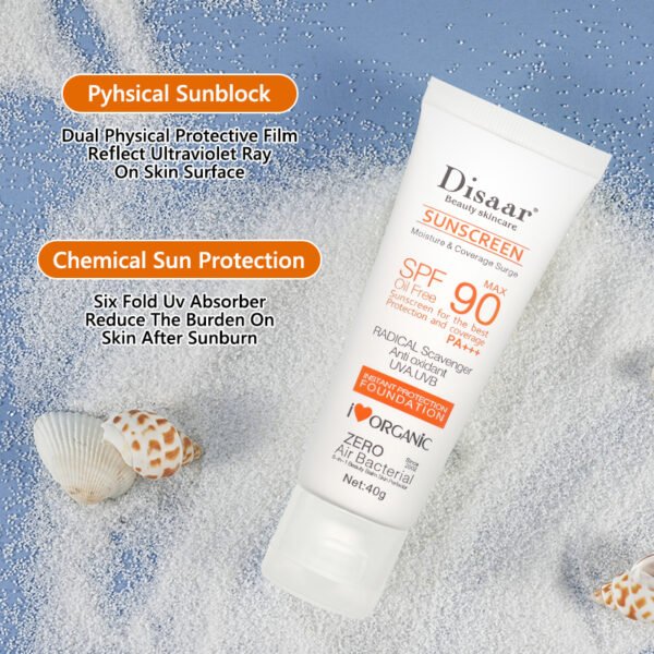 Disaar SPF 90 Sunblock Sunscreen Moisturizer Whitening Organic Sunscreen Face Cream Spf 90 - Image 3