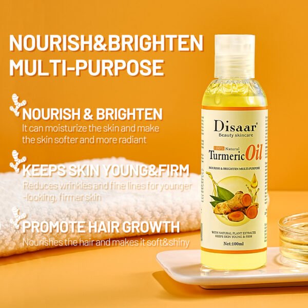 Disaar Body Oil Turmeric 7 Days Lightening Face Hair Care Moisturizing Massage Oil Turmeric Oil For Body Skin Lightening Spa - Image 3