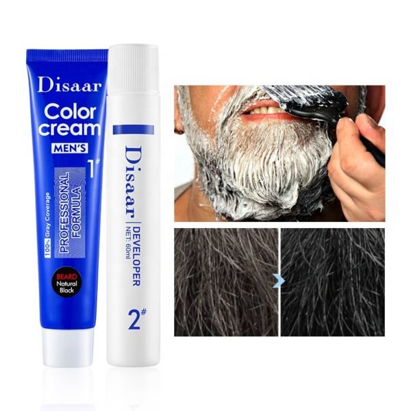 Disaar men cover gray hair beard color cream natural black beard developer beard hair dye cream - Image 3