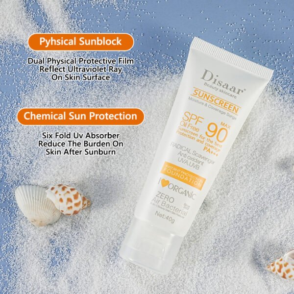 Disaar Sunblock Cream Skin Care Spf 90 Sunscreen Moisturizing Oil Free Mineral Sunblock Sunscreen For Face - Image 4