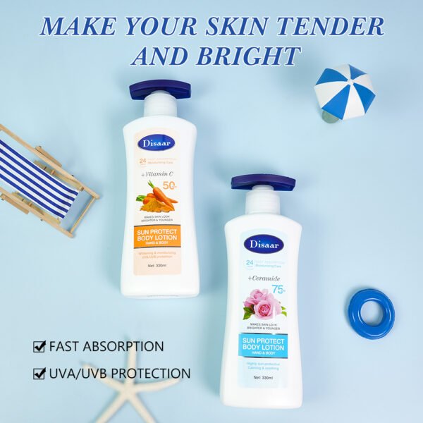Disaar OEM Sunscreen Body Lotion Spf 50 75 Body Brightening Moisturizing Sun Protection Ceramide Skin Repair Body Lotion - Image 4