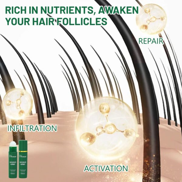 Disaar Ginseng Hair Growth Nutrient Roll-On Polygonum Multiflorum Extract Castor Hair Oil for Strengthens Root Black Thick Hair - Image 4