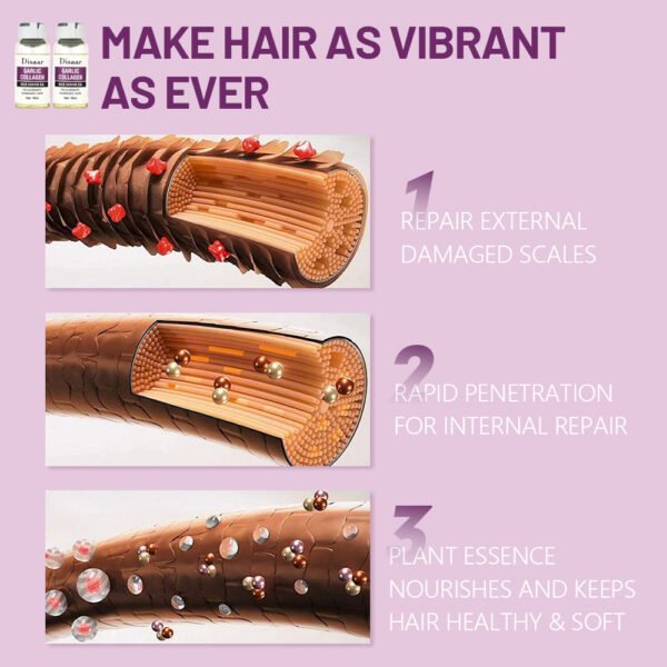 OEM Collagen Garlic Hair Serum Oil Set Vitamin Cg Damaged Hair Repair Serum Brightening Hair Care Moisturizer Essential Oil Set - Image 4
