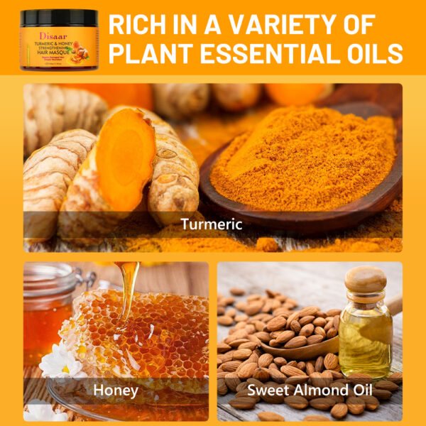 Disaar Factory Price Turmeric & Honey Hair Care Mask Natural Strengthener Deep Repairing Moisturizing Damaged Hair Mask Cream - Image 4