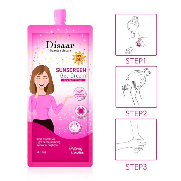 natural organic SPF50 cream makeup whitening sunscreen gel cream uva uvb protect - Image 4
