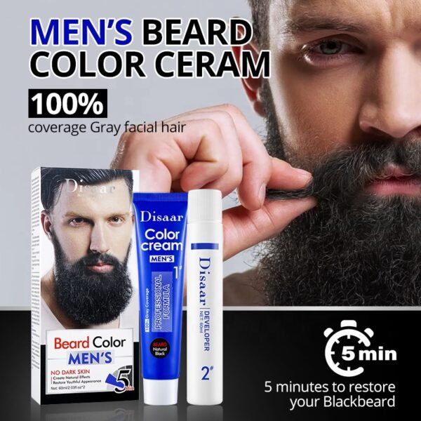Disaar men cover gray hair beard color cream natural black beard developer beard hair dye cream - Image 4