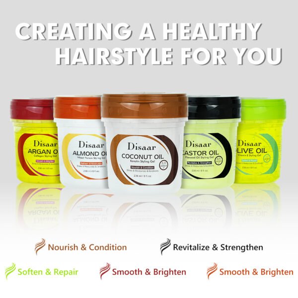 Best Men's Hair Care Styling Gel Products Natural Black Castor Oil Hair Strengthener Wax Hair Styling Gel for Men - Image 5