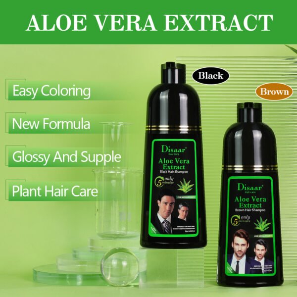 Disaar 5 Minutes Brown Hair Shampoo Aloe Vera Extract Natural Color Dye Shampoo Glossy Hair Care Products For Beauty Hair - Image 5