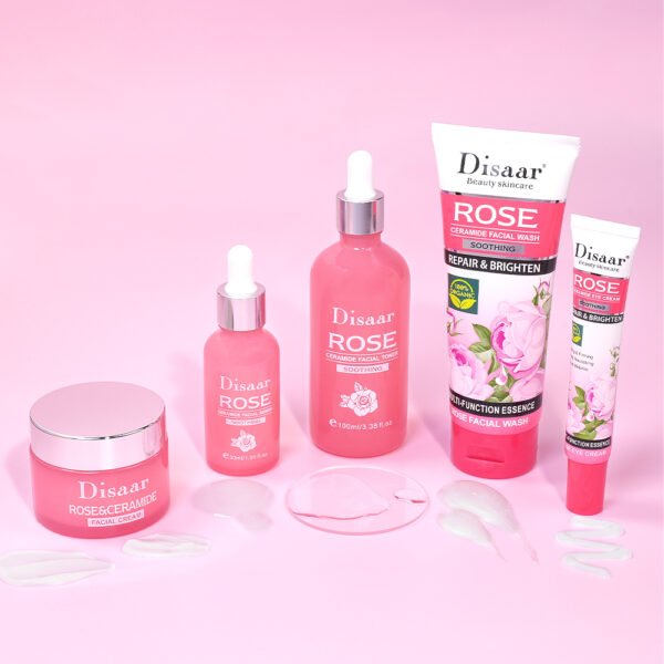 Disaar Natrual Rose Facial Skin Care Set Ceramide Smoothing Face Brightening Moisturizing Soothe Repair Skin Care Set Private Label - Image 5