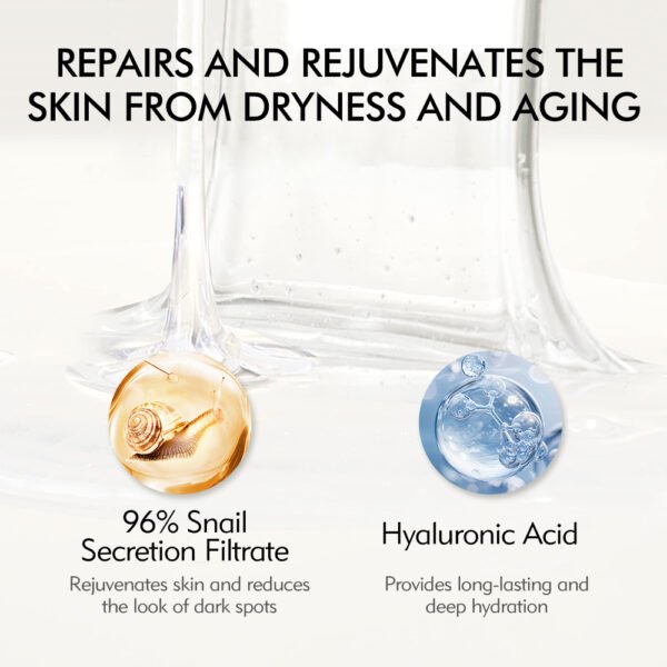 Best 96% Snail Secretion Filtrate Extract Skin Care Face Serum Oem Hyaluronic Acid Dark Spots Skin Repair Serum For Face - Image 5