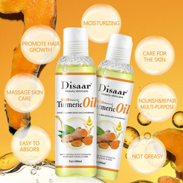 Disaar Body Oil Turmeric 7 Days Lightening Face Hair Care Moisturizing Massage Oil Turmeric Oil For Body Skin Lightening Spa - Image 5