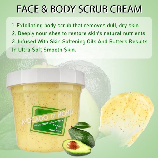 skin care body scrub avocado honey organic deep cleansing face body scrub - Image 5