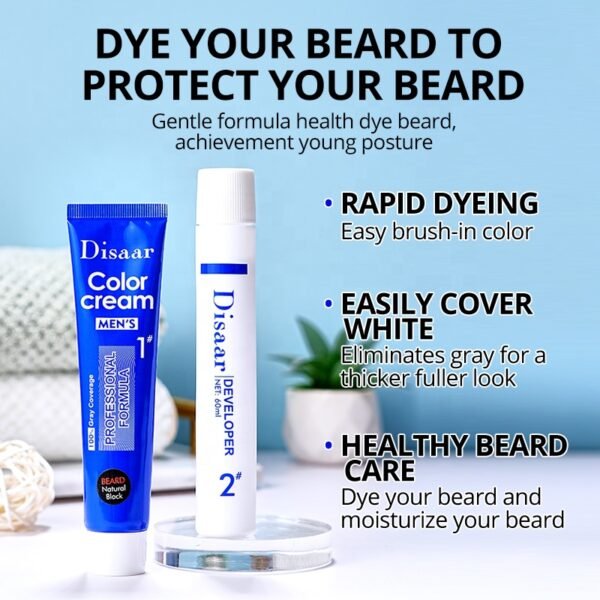 Disaar men cover gray hair beard color cream natural black beard developer beard hair dye cream - Image 5