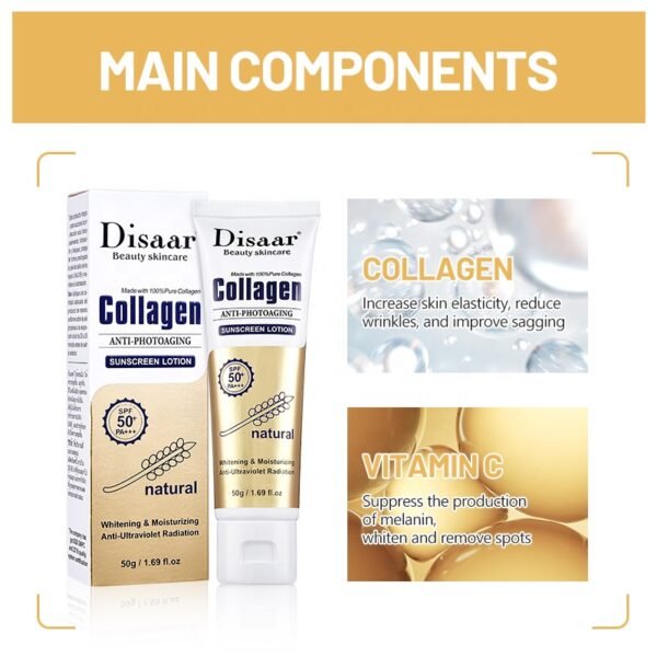 Disaar beauty skin care collagen whitening spf 50 sunscreen lotion anti-uv sunblock cream - Image 5