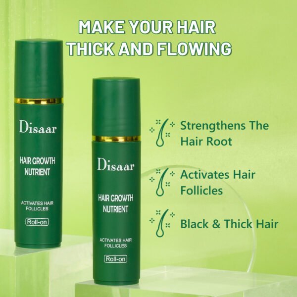 Disaar Ginseng Hair Growth Nutrient Roll-On Polygonum Multiflorum Extract Castor Hair Oil for Strengthens Root Black Thick Hair - Image 6