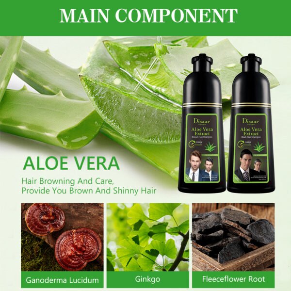 Disaar 5 Minutes Brown Hair Shampoo Aloe Vera Extract Natural Color Dye Shampoo Glossy Hair Care Products For Beauty Hair - Image 6