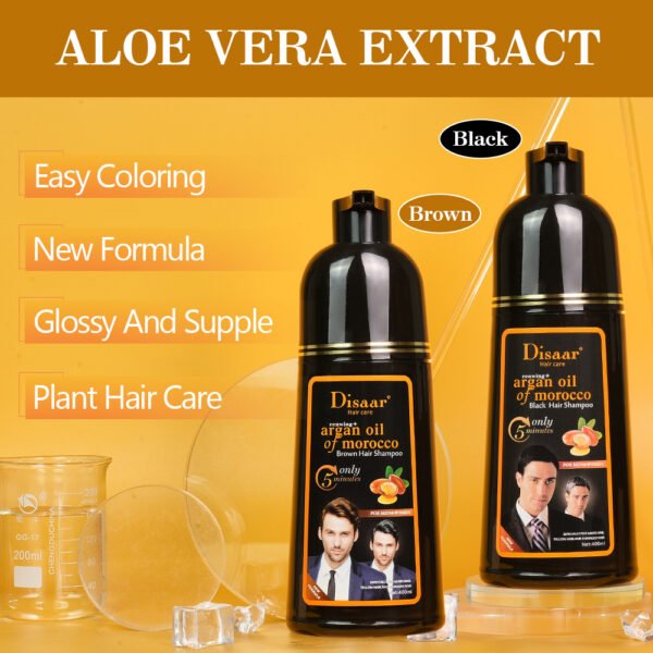 Disaar 400ml Black Hair Shampoo Natural Argan Oil Extract White Hair Remover Hair Care Color Shampoo Products - Image 6