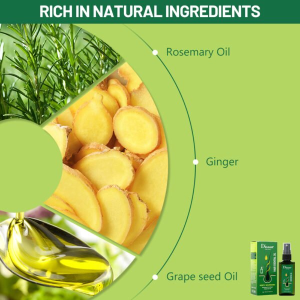 Disaar Natural Ginger Hair Growth Oil With Rosemary Oil Extract Scalp Nourishing Hair Growth Smoothing Oil Hair Care Products - Image 6