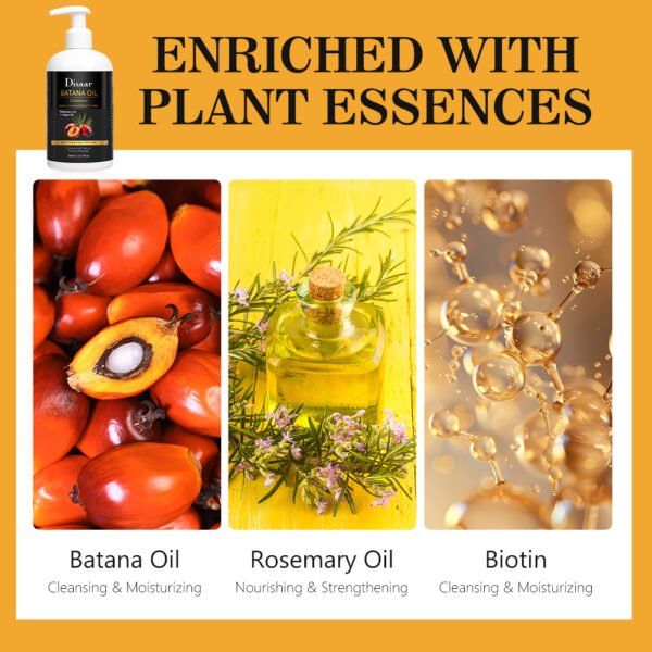 Disaar Natural Batana Oil Shampoo Biotin Hair Grease Scalp Cleaning Shampoo Nourishing Healthy Hair Products Shampoo - Image 6