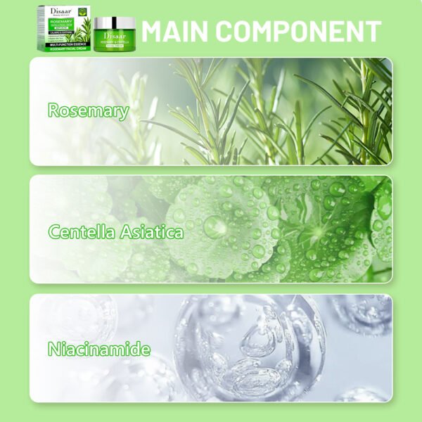 Disaar Natural Rosemary & Centella Face Cream Niacinamide Skin Lightening Moisturizing Dark Spot Acne Damage Skin Repair Face Cream - Image 6