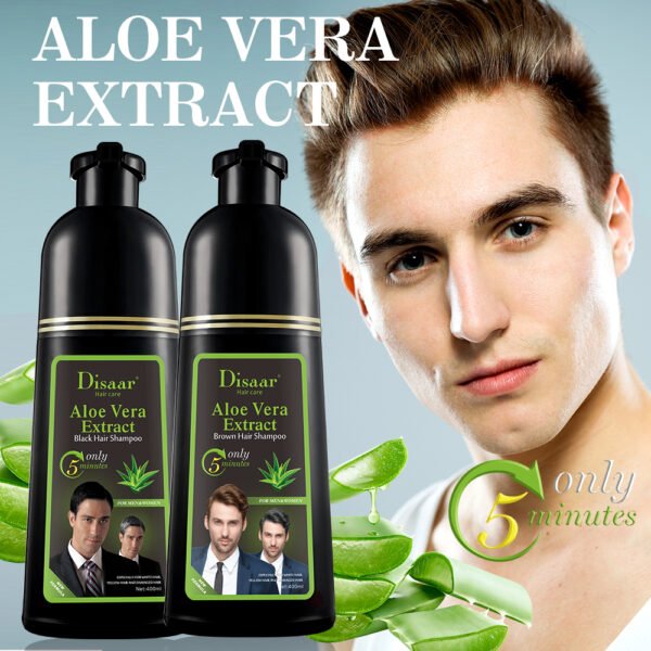 Disaar 5 Minutes Brown Hair Shampoo Aloe Vera Extract Natural Color Dye Shampoo Glossy Hair Care Products For Beauty Hair - Image 7