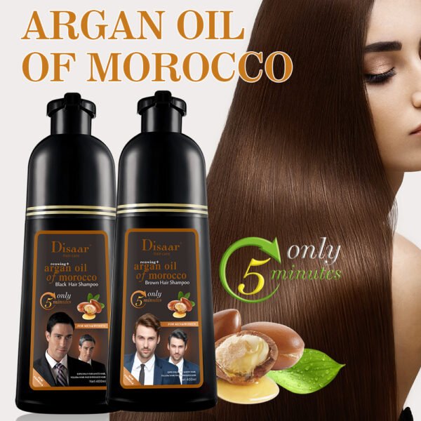 Disaar Fast Brown Hair Color Shampoo Organic Grey Hair Cover Argan Oil Shampoo Dye Shiny Hair Color - Image 7