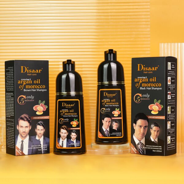 Disaar 400ml Black Hair Shampoo Natural Argan Oil Extract White Hair Remover Hair Care Color Shampoo Products - Image 7