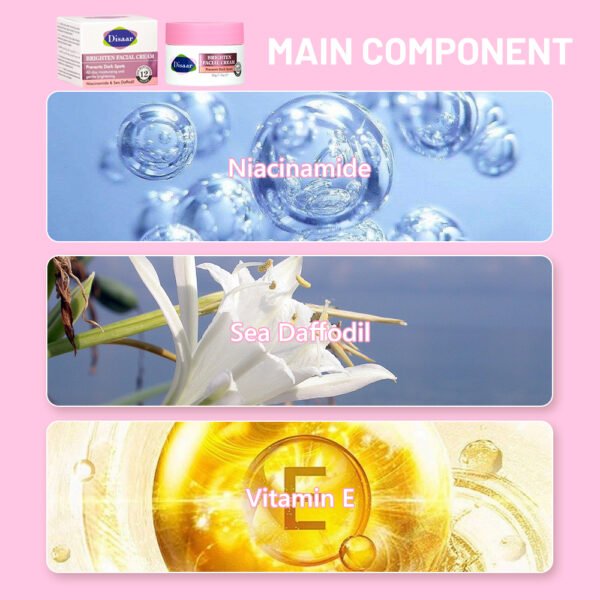 Disaar New Niacinamide Brightening Face Cream Vitamin E Plant Extracts Nourishing Ingredients Fair Skin Dark Spots Best Face Lotion - Image 7