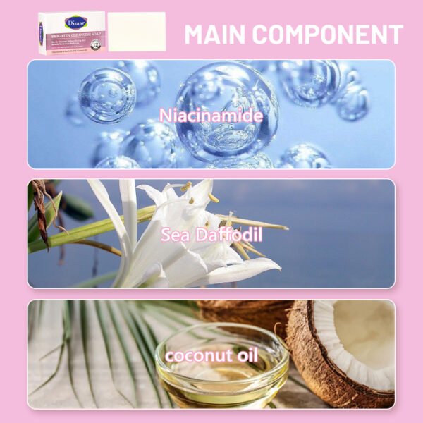 Disaar 100g Niacinamide Brightening Soap Bar Vegan Coconut Oil Extract Portable Bath Moisturizing Lightening Face Body Cleansing Soap - Image 7