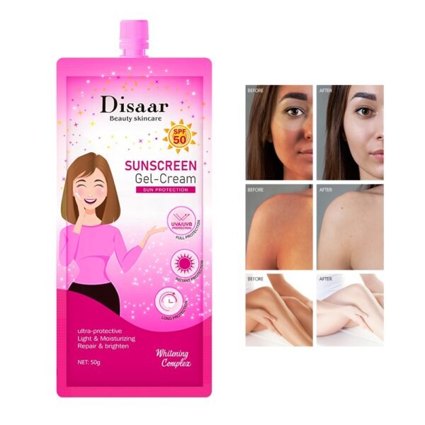 natural organic SPF50 cream makeup whitening sunscreen gel cream uva uvb protect - Image 7